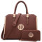 Dasein Große Handtasche für Damen, veganes Leder, Arbeitstasche, Schultertasche mit passender Geldbörse, 2-braun, Large