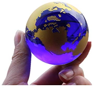 qianyue Splitter Kristall Magic Kugel Globus Welt Karte Ball Handwerk 60 mm Glas Marmor Welt Globe Terrarium Figuren Home Office Decor (Gold)