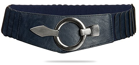 Caspar GU300 Damen elastischer breiter Stretch Taillengürtel, Farbe:dunkelblau, Gürtelgröße:83 [für Körperumfang 90-110 cm]