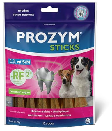 PROZYM 12 Sticks RF2 pour Chiens <25 kg -Soin Dentaire à mâcher - Recommandé par des vétérinaires - Haleine fraîche - Anti-tartre - Anti-Plaque - Gencives saines