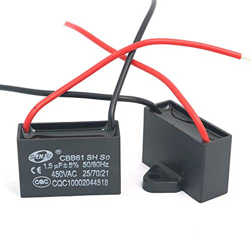 DollaTek 2Pcs CBB61 1.5uF 450 V AC 50/60 Hz Klimaanlage Lüfter Motor Laufkondensator
