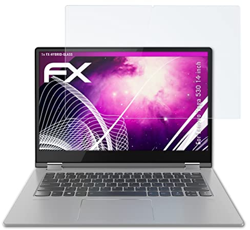 atFoliX Glasfolie kompatibel mit Lenovo Yoga 530 14 inch Panzerfolie, 9H Hybrid-Glass FX Schutzpanzer Folie