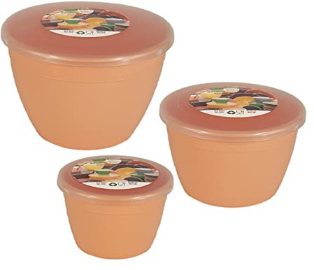 Just Pudding Basins 3 Smaller Sizes in One Set Steam Pudding Bowls, Basin and Lid 1x 1/4 Pint, 1x 1/2 Pint 1x 1 Pint (Peach)