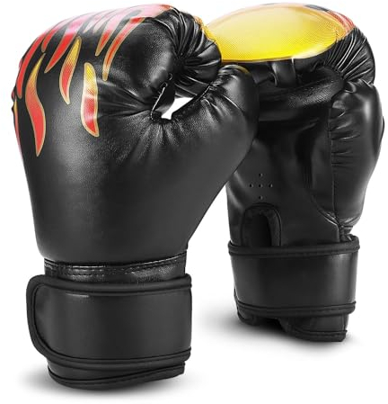 Flexzion Boxing Gloves for Kids 4oz - Black Training Punching Bag Mitts, Kid Boxing Gloves with Faux Leather & Wrap-Around Wrist Protection for Boys & Girls Ages 3-8 Years