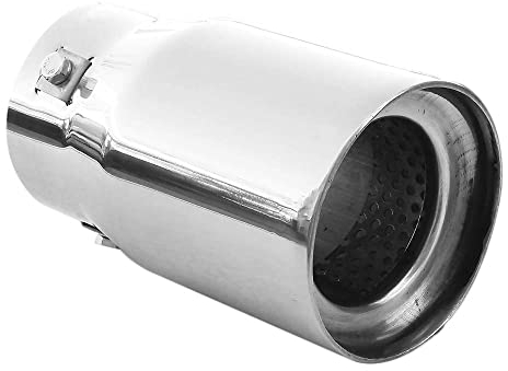 Auspuffblende Endrohr Endstuck Auspuff Blende Schalldampf Sportauspuff Universell Schalldampf Sport Tuning Optik Edelstahl Rund bis 69mm Chrom AutoHobby