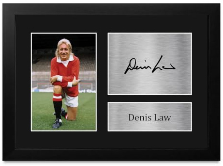HWC Trading FR A4 Denis Law Gifts gedrucktes Autogramm für Fans und Fans, A4 gerahmt