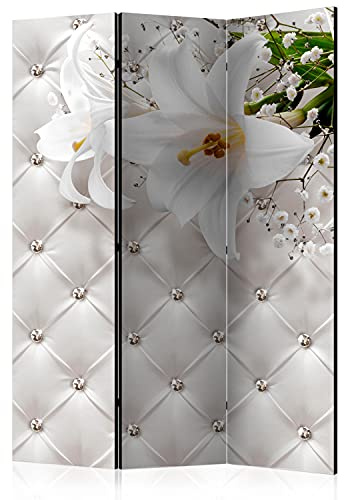 murando - Paravent Raumteiler Blumen, 135x172 cm, 3-teilig, Wohnzimmer | Mobiler Sichtschutz, sofort einsatzbereit, Holzrahmen, ideal fürs Wohnzimmer oder Büro, geruchsneutral, lichtbeständig