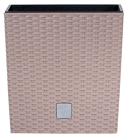 URBNLIVING Rattan Design Elegant Tall Large Plant Pot Flower Indoor Outdoor Garden Planters (Beige, Square Low 200mm)