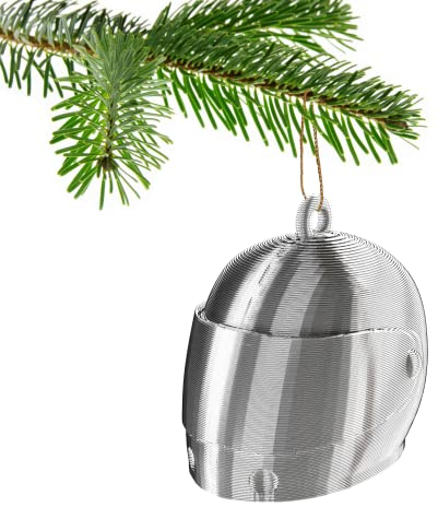 Weihnachtskugel mit Motorradhelm, Dekoration für Weihnachten (Silber)