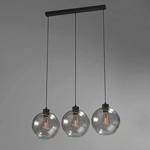famlights Pendelleuchte & Hängeleuchte in Graphit 3-flammig Modern zeitlose ZOE E27 Glas Esszimmer Schlafzimmer | 3-flammig
