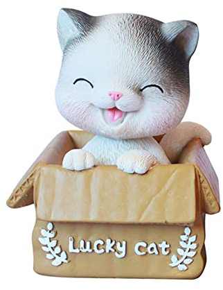 Uposao Auto Armaturenbrett Dekoration,Harz Wackelkopf Figur Katze Schaukelspielzeug Katze Ornamente Spielzeug für Tischdeko Ornament für Kinderzimmer Auto Styling Zubehör Neujahr Geschenke