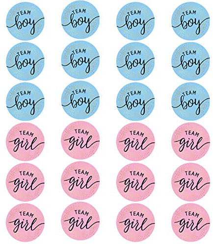 24 pcs Gender Reveal Stickers Team Boy Team Girl Labels Stickers Blue and Pink Round Stickers for Team Game Baby Showers Party Reveal Parties and Baby Showers