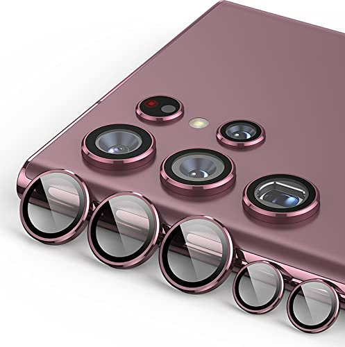 GIOPUEY Kamera Schutz für Samsung Galaxy S22 Ultra, [2 in 1 Material] Metallbordüre + Schutzglas, 360 Grad Schutz Kamera Linse für Samsung Galaxy S22 Ultra - Red
