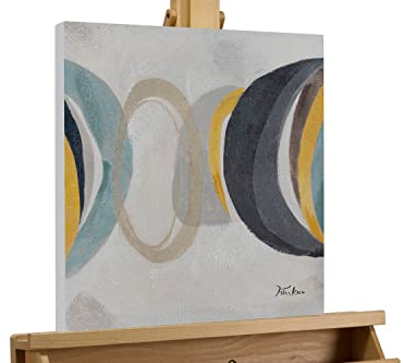 KunstLoft Leinwandbild | 100% HANDGEMALT | 40x40cm | Gemälde 'Lunar Phases' | Abstrakt | Grau Pastell | Wandbild Wohnzimmer
