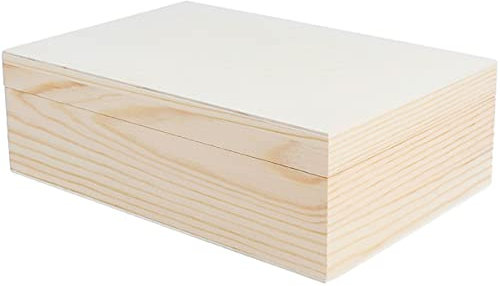 Caja madera de pino macizo y chapa rectangular 22x15x7cm.