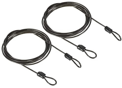 PATIKIL Security Steel Cable 2.5mm x 2m/6.56ft Coated Luggage Lock Wire Rope with Double Loop Black 2 Pack