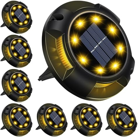Laliled Solar Bodenleuchten Aussen Garten,8 Stück Solarleuchten für Garten Außen mit 12 LEDs Wasserdicht Solar Gartenleuchten LED Solarlampen für Außen Rasen Auffahrt Gehweg Patio