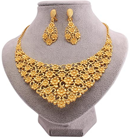 BEDT Afrikanische Mode, Trendiger Goldschmuck, Feine Brautgeschenke, Hochzeitsschmuck, Schmucksets, Halskette, Ohrringe, Set Für Frauen