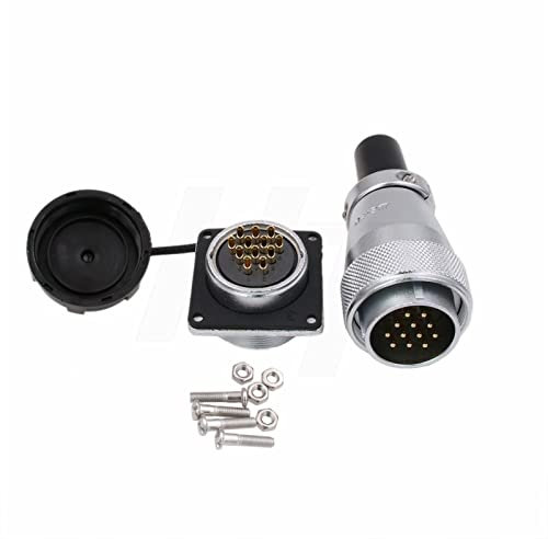 HangTon WS28 12 Pin Aviation Circular Power Connector 10A Male Cable Plug + Female Panel Socket Dustproof Heavy Duty Industrial Metal Shell Corrosion Resistance