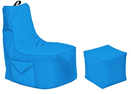Momiralland Big Gamer Sitzsack mit Lehne Sitzkissen Beanbag BodenKissen Sessel In- & Outdoor geeignet Gaming mit PC Xbox & Playstation (Hellblau)