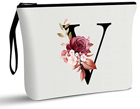 Vavabox A-Z Personalisierte Kosmetiktasche-Geburtstagsgeschenke für Frauen, Mütter, Beste Freundinnen und Brautjungfern (V)
