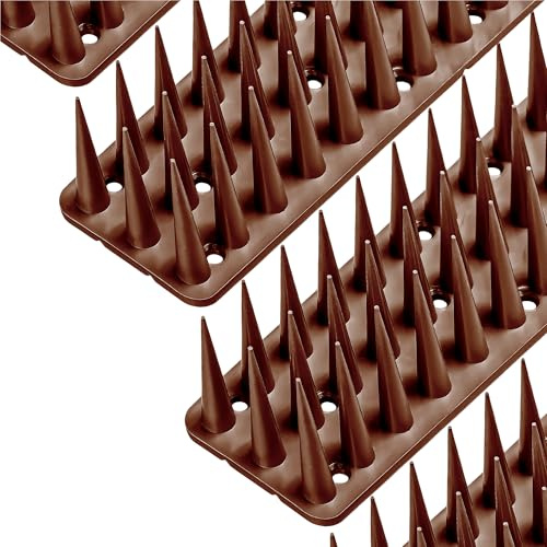 Konzept 11 Taubenabwehr Spikes – UV-beständiger Kunststoff, 3-reihig Vogelschutz ideal für Balkon und Fensterbank, schnelle Montage 3 Meter (6Stück x 50cm, 3cm Hoch) in Braun