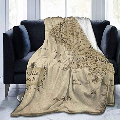 YINGD Mittelerde, Karte Herr der Ringe, ultraweiche Mikro-Flanell-Decke für Wohnzimmer, Schlafzimmer, Dekoration, 200 x 150 cm