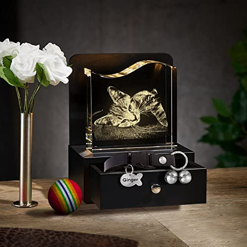 INCRYSTAL Memory -Keeper | Gedenk-Kristall für Haustiere | Erinnerung-Box | Glas-Foto in 3D | Geschenk | Trauer-Box | Trost-Schublade| Glas-Bild | Foto-Gravur | Tiere | Hund | Katze | Pferd…