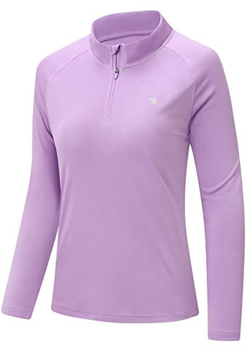 donhobo T-Shirt Damen Sportshirt Langarm Sommer Laufshirt Atmungsaktiv Leicht Yoga Fitness Shirts Schnelle Trockene Funktionsshirt (Helllila, S)