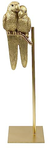 Suerhatcon Couple Papagei Figur aus Harz, 70cm Papageistatuen Desktop Ornament für Home Deocr und Geschenk - Gold/Grün/Rosa