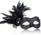 MYSEUNI 2025 Schwarze Maskerade-Masken für Damen mit Federn – venezianische Maske für Maskerade-Party, Karneval, Halloween, Cosplay, Abschlussball, Weihnachten