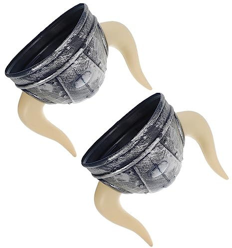 PRETYZOOM 2st Wikinger Helm Mütze Ritter-Krieger-Horn Vikinger Helm Gehörnter Wikingerhelm Neuartiger Anziehhut Viking Horn Helm Krieger Kostüm Hut Stahlhelm Wikinger Zubehör Plastik Cosplay