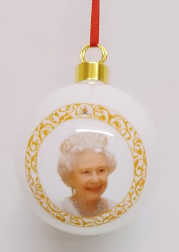 HM Queen Elizabeth II In Loving Memory Bauble 7 cm Fine Bone China Gift Boxed Commemorative Tribute Hand Decorated UK