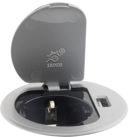 Prise encastrable Schuko + USB Ø60mm - Gris - Otio