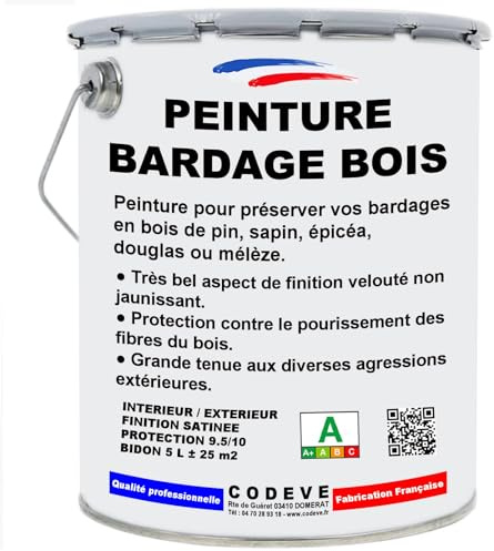 Peinture Bardage Bois - Codeve Bois/RAL 7021 - Gris noir - 5L - Intérieur/extérieur - Pour La Protection De Votre Bardage En Pin, Sapin, épicéa Ou Mélèze.