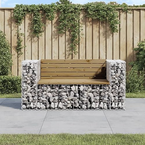 ShGaxin Banc de jardin avec gabion en bois de pin imprégné 143 x 71 x 65,5 cm, banc de jardin extérieur, banc terrasse, meubles de jardin 834379