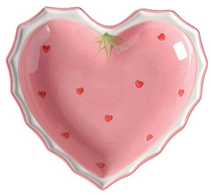 Dinner Plates, Dinner Bowl Love Heart Shape Pink Dinnerware Dishes Good-Looking Small Floral Flower Pattern Unique Elegant Cute Girl Home Personal Beautiful Ceramics for Kitchen