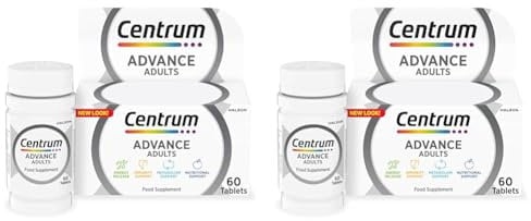 Centrum Advance Multivitamin Tablets for Men and Women, Vitamins with 24 Essential Nutrients Including Vitamin C, D and Zinc, 60 ct (Packaging and Tablet Colour May Vary Slightly) (Pack of 2)