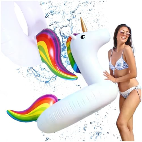 Martom Aufblasbares Einhorn-Rad, Ø 75cm | Robustes PVC-Vinyl, Einhorn aufblasbarer Ring, Einhorn aufblasbarer Ring, Schwimmring, für den Sommer, für Mädchen, für Schwimmbad, Party, für Kinder