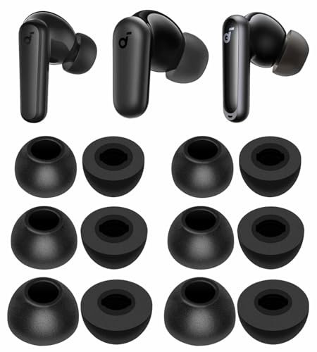 IiEXCEL Ohrstöpsel aus Memory-Schaum für Soundcore P30i P40i, Ersatz S/M/L, kein Silikon, Schmerzen, bequem, geräuschreduzierend, kompatibel mit Soundcore P40i, P30i, P20i, Space A40, Schwarz, 6 Paar
