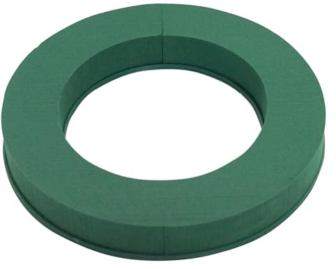 Nass Steckschaum Kranz 25cm mit ringförmiger Plastikunterlage 1 Stück - für Profi Floristen & Hobby Bastler - Frischblumen Steckschwamm Ring - Blumen Steckmasse - Floristik Zubehör & Floristikbedarf