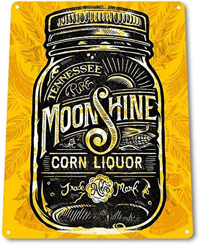 Cartel de lata con texto en inglés Tennessee Moonshine Decor Liquor Whisky Bar Distiller Shop Store A175 Cartel de metal de 20,3 x 30,5 cm