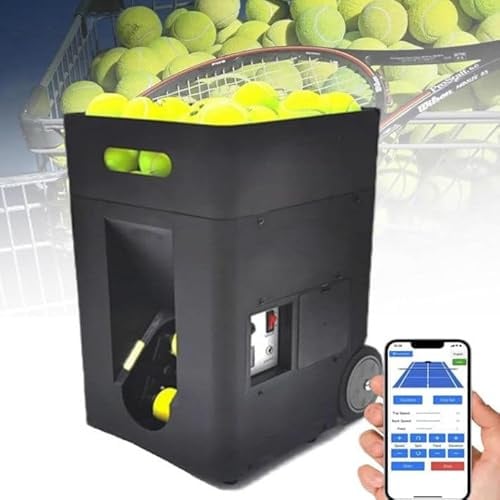 ZHPPED Machine à balles de Tennis Portable, Lanceur Automatique de balles de Tennis, Machine à balles de Tennis 50 balles, Exercices préprogrammés et personnalisés, Mode d'entraînement Complet