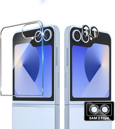 Lutree pour Samsung Galaxy Z Flip 6 5G/ Z Flip6 Verre Trempé, Arrière Protection écran+ Protection Caméra (Individuels Lentille Protecteur, Noire), 9H HD Anti-Rayures Vitre Trempé Retour Film
