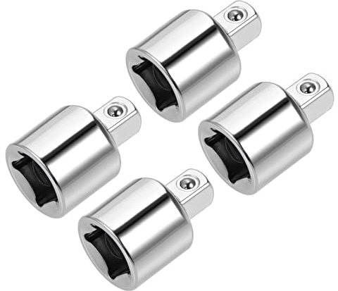 QUARKZMAN 4Pcs 3/8 Conduire (F) x 1/4 (M) Adaptateur Réducteur Argenté | de Douille, Acier Cr-V, Femelle vers Mâle