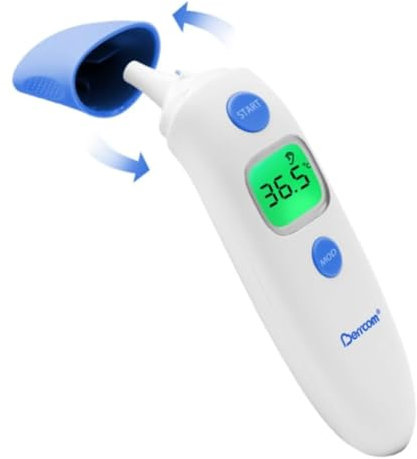 Berrcom Stirn-und Ohrthermometer Fieberthermometer Digitales Ohrthermometer Kontaktlos Infrarot Medizinisches Thermometer für Baby, Erwachsen mit Fieberalarm, Speicherfunktion, °F/℃ Schalter