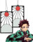2in1 Auto Duftbaum/Lufterfrischer, Car Air Freshener Auto Scent | Anime Tanjiro Ohrringe (Black Ice)