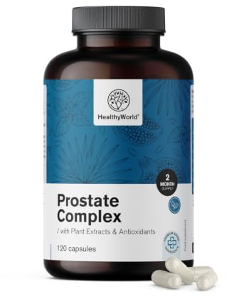 HealthyWorld® Complesso Per la Prostata - Per uomini - 120 Capsule Vegetali - Con Semi di Zucca, Melograno, Ortica, Saw Palmetto, Vitamina E, Zinco e Selenio - Supporto alla prostata