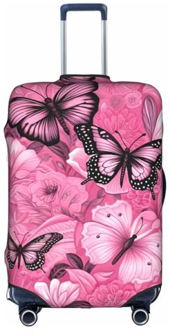 HDSKFNS Housse de valise de voyage avec imprimé papillon rose sans couture pour valises de 45,7 à 81,3 cm, blanc, M