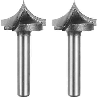 sourcing map 2pcs Point Cutting Roundover Router Bit 7/16 Radius 1/4 Shank 7/8 Cutting Diameter 2 Flute Round Over CNC Router Bit for 2D and 3D Carving Woodworking Engraving Tool